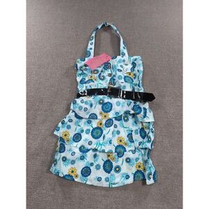 Chillipop CHILDREN GIRLS SLEEVELESS Floral Button‎ Yellow Blue DRESS SIZE 3T NWT